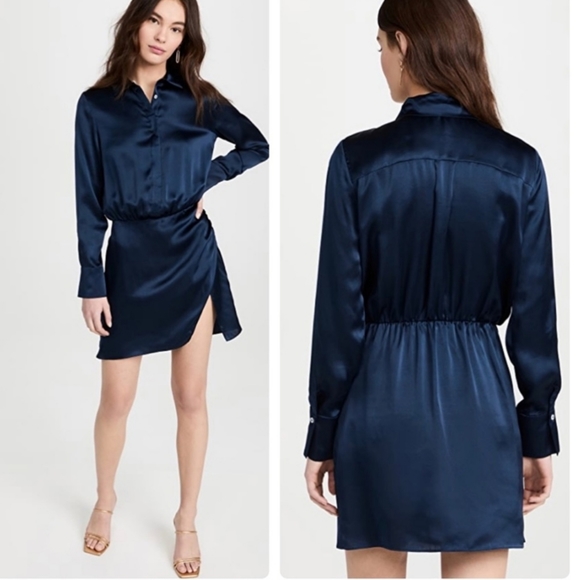 AMANDA UPRICHARD Silk Shelton Dress Blue XS - Picture 4 of 4